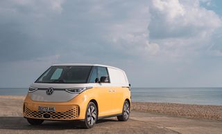 Buzz the electric campervan by the beach