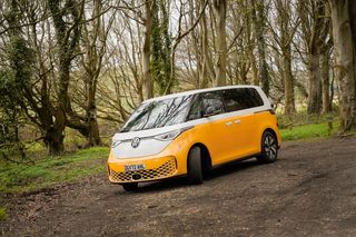 Our VW ID Buzz electric campervan in the woods
